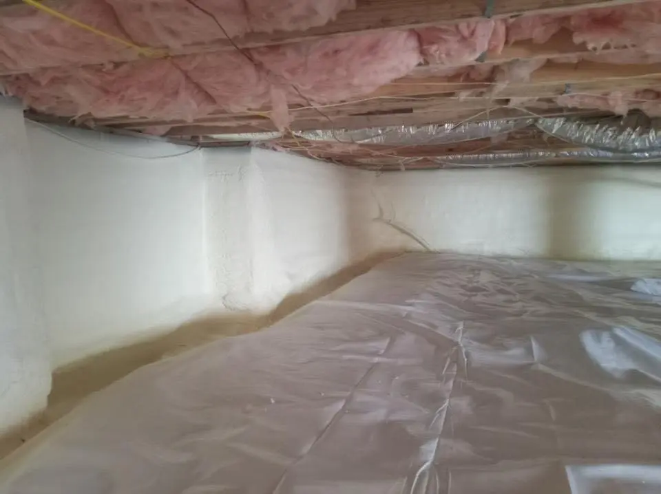 Crawl space encapsulation with closed-cell spray foam for Spray Foam Roofing in Garden City